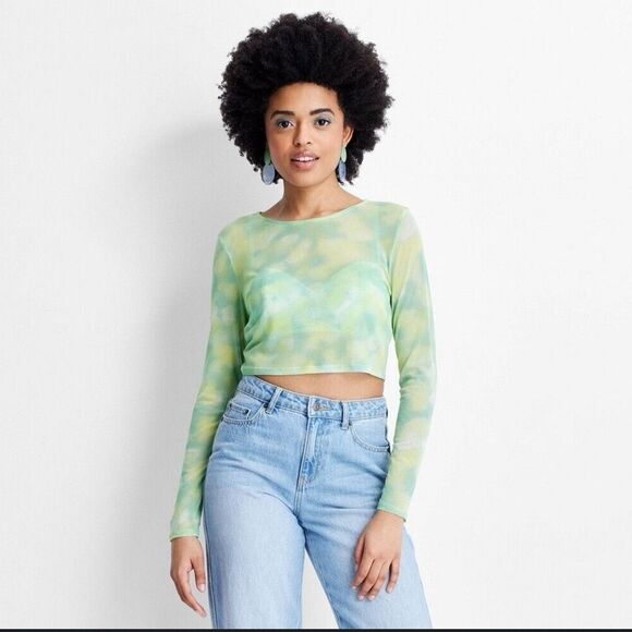 Future Collective x Gabriella Karefa-Johnson mesh tie dye crop top size Small - Picture 1 of 8